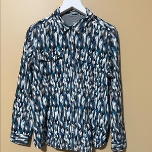 Royal Robbins Blue Geometric Button Down Shirt. XL
